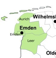 Grafik Karte des Bezirks des Arbeitsgerichts Emden